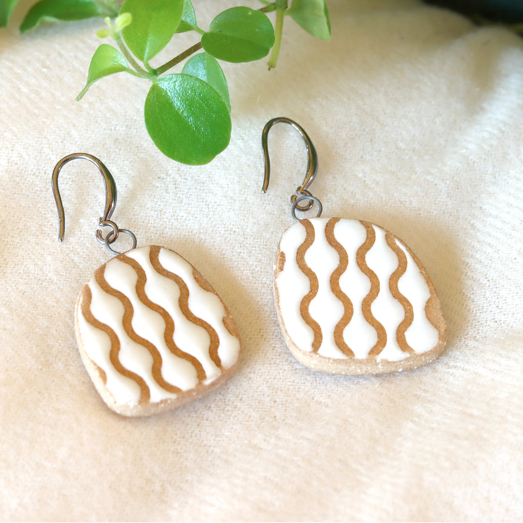 Oorbellen Mono White Swirls
